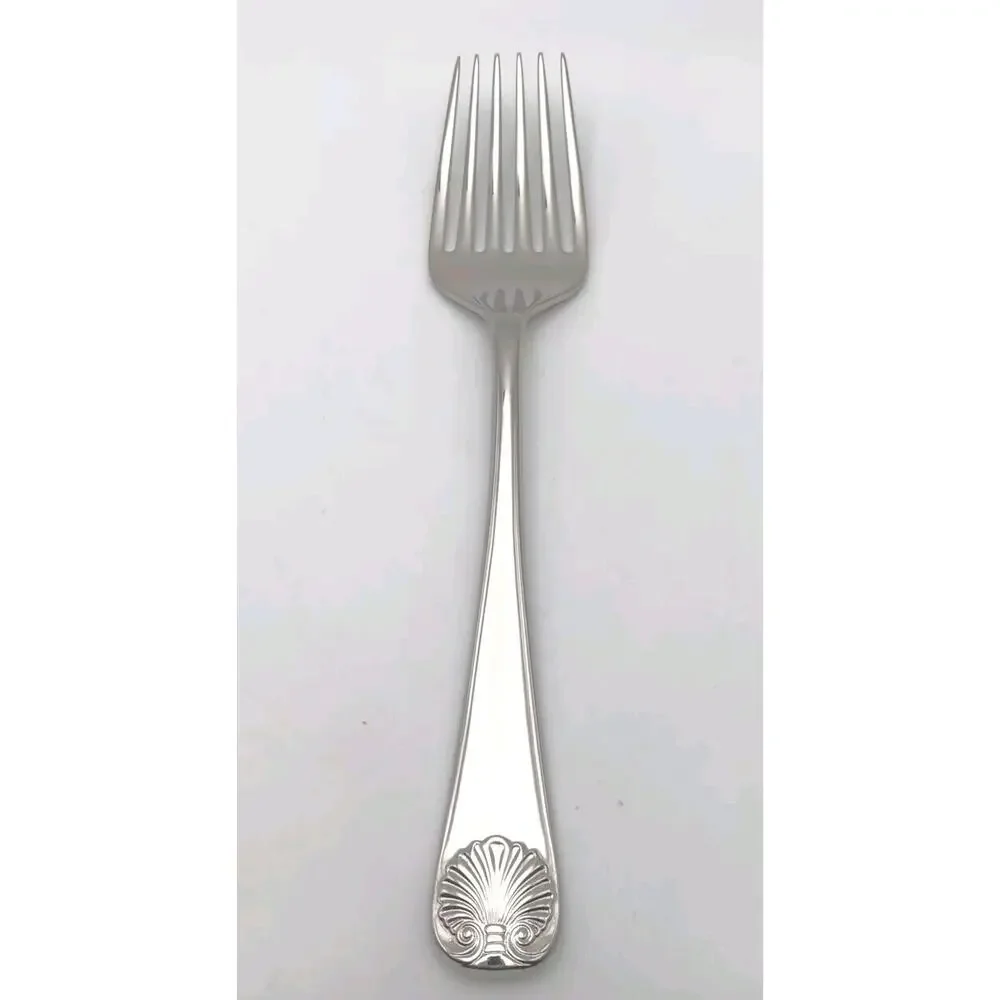 Lenox Kirk Stieff Williamsburg Royal Shell Serving Fork 6 tines 18/10 Stainless